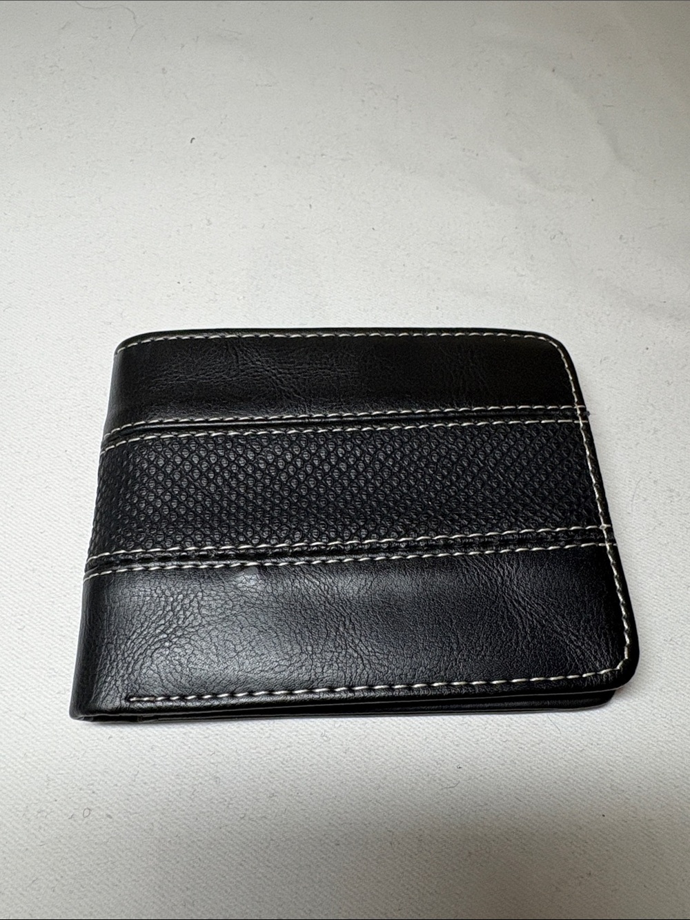 Distortion Black Leather RFID Blocking Bi-Fold Wallet
